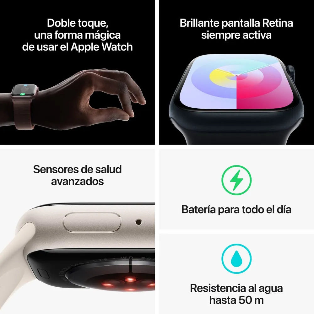 Apple Watch Series 9 semi nuevo (GPS) - Medianoche (no incluye correa)