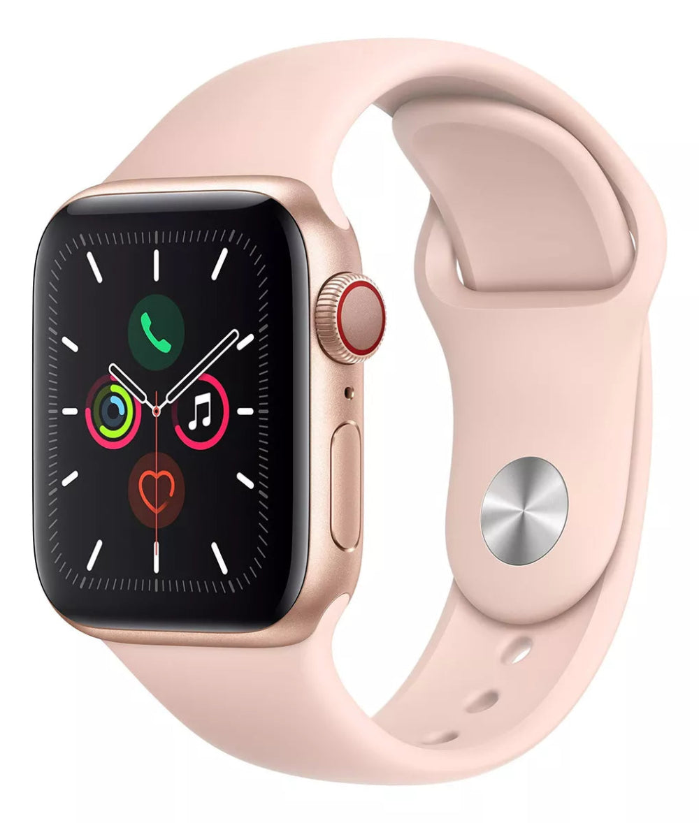 Apple Watch SE semi nuevo en aluminio color Oro, vista frontal sin correa nixBlix Colombia #Color_Oro