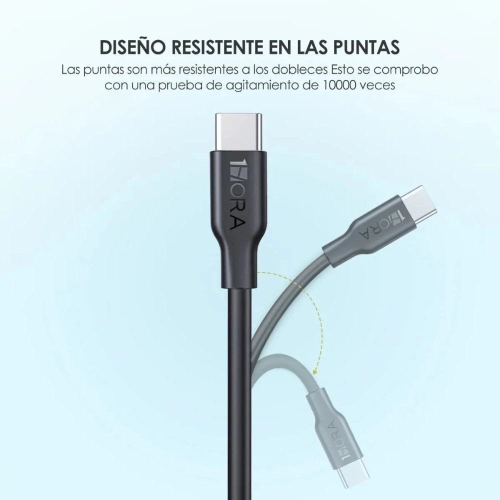 Cable trenzado 1Hora USB-C a Lightning de 1 m - Negro