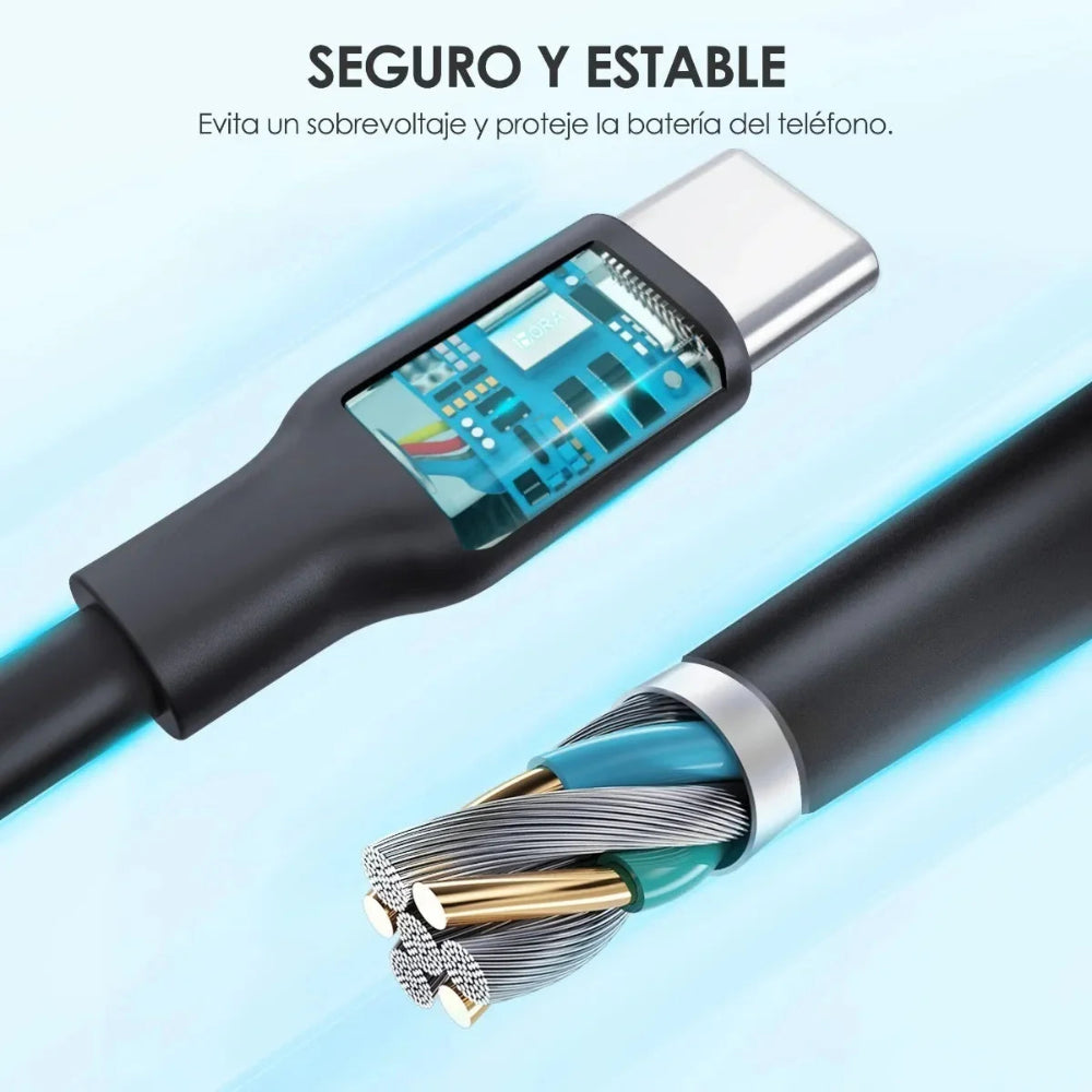 Cable trenzado 1Hora USB-C a Lightning de 1 m - Negro