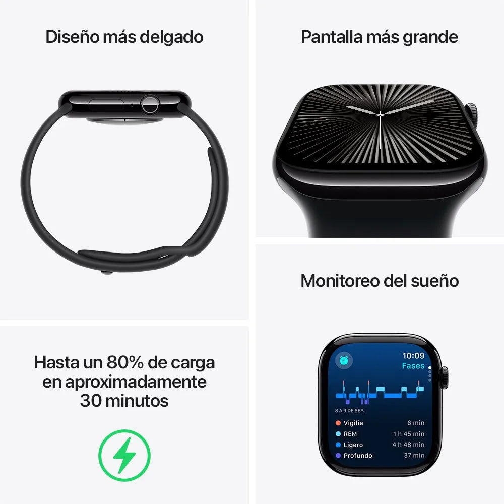 Apple Watch Series 10 semi nuevo (GPS) - Negro Azabache (no incluye correa)