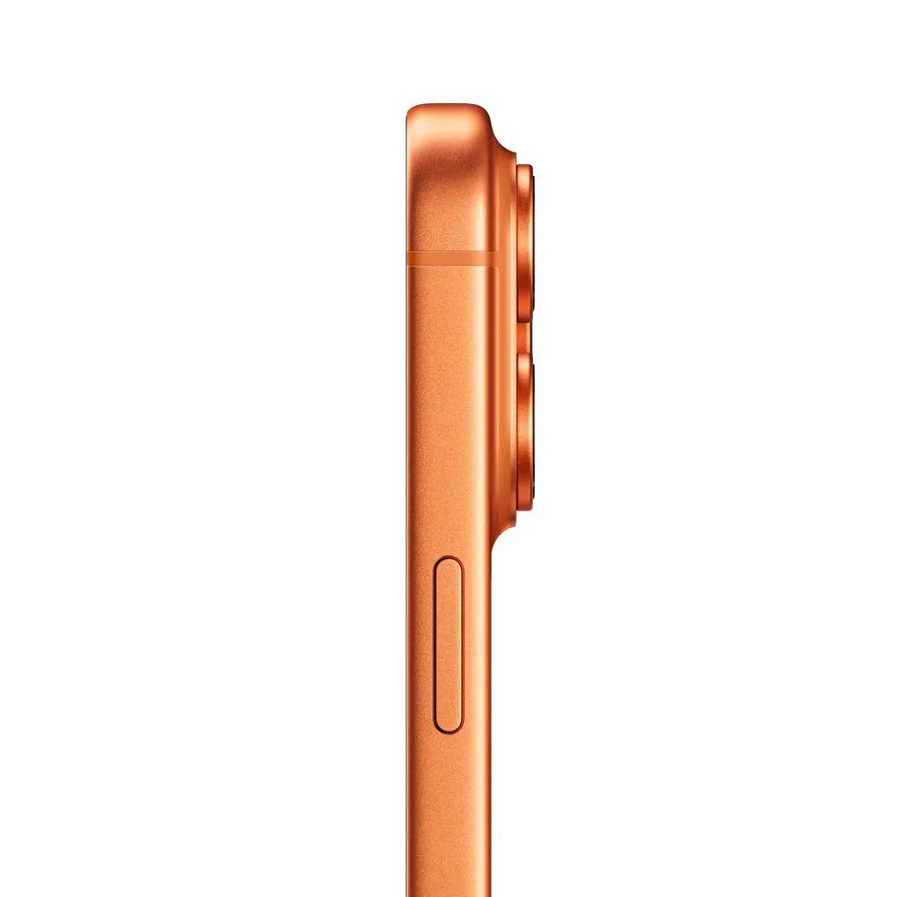 iPhone 17 Pro Max semi nuevo Demo color naranja metálico, vista cámara lateral – NixBlix Colombia #Color_Naranja cósmico