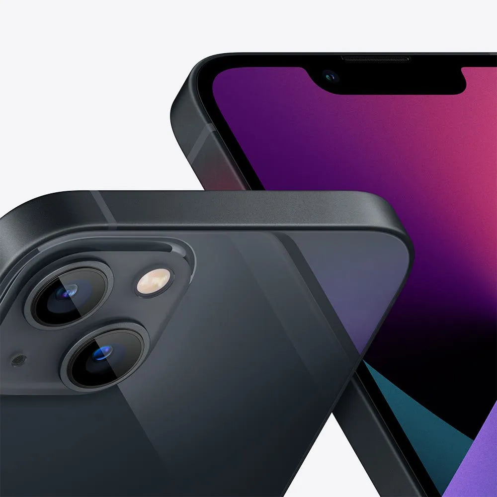 iPhone 13 semi nuevo color medianoche, vista lateral frontal y trasera – nixBlix Colombia #Color_Medianoche