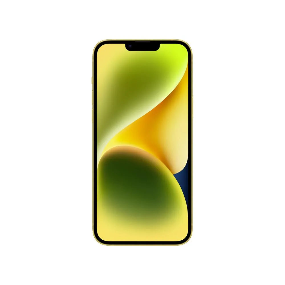 iPhone 14 Plus semi nuevo color amarillo, vista pantalla frontal – nixBlix Colombia #Color_Amarillo