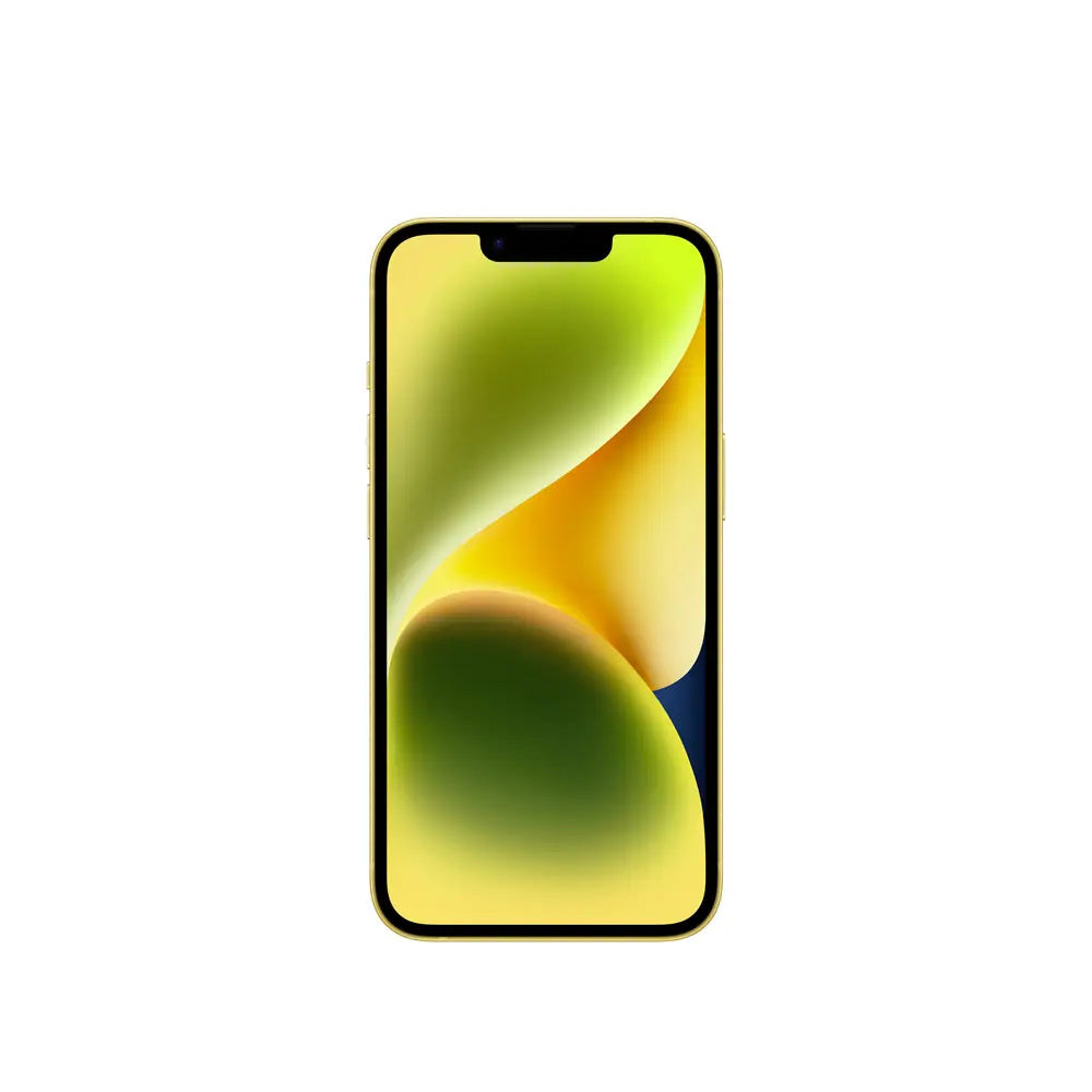 iPhone 14 semi nuevo color amarillo, vista pantalla frontal – nixBlix Colombia #Color_Amarillo