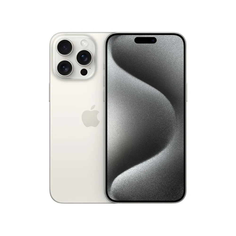 iPhone 15 Pro Max semi nuevo color titanio blanco, vista frontal – nixBlix Colombia #Color_Titanio Blanco