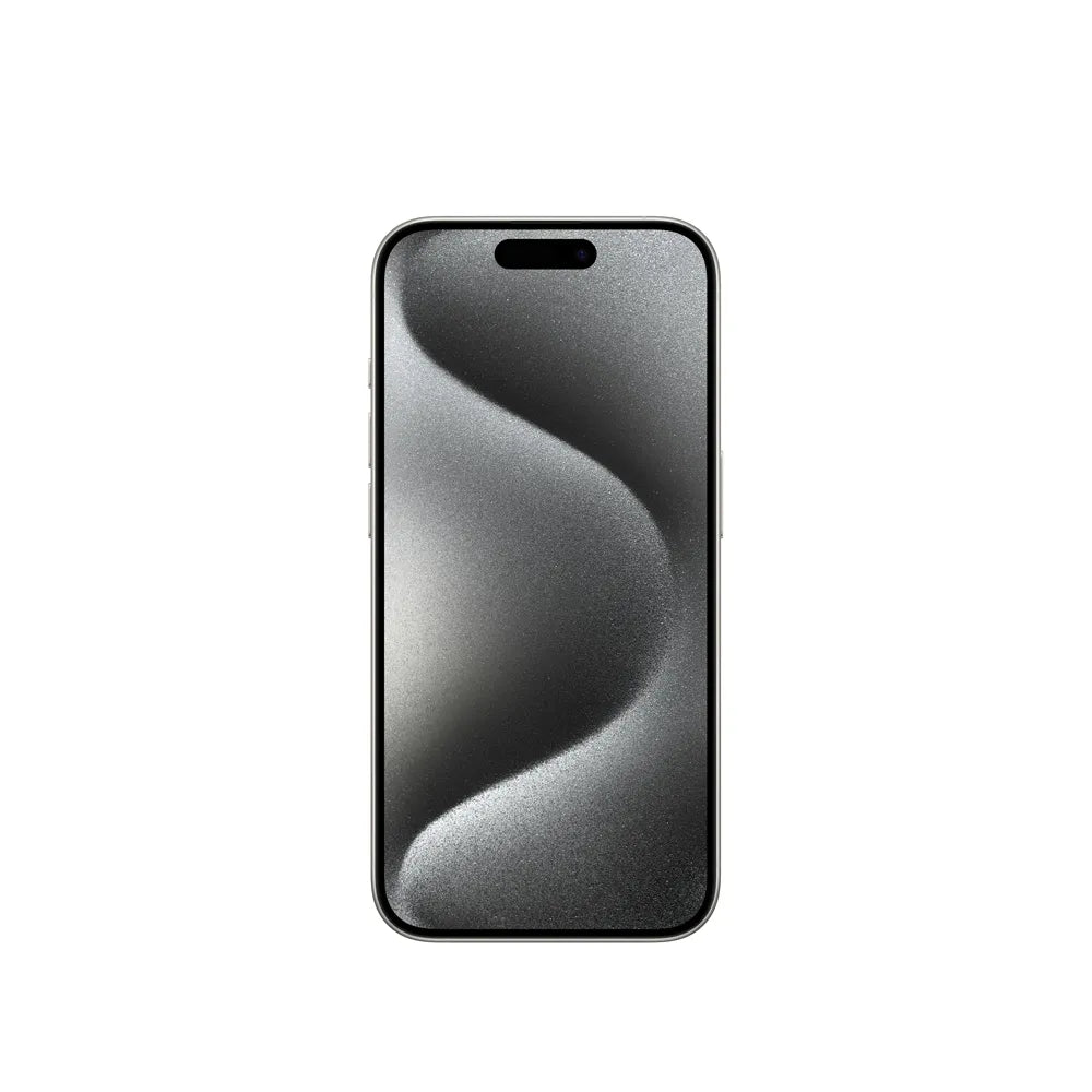 iPhone 15 Pro semi nuevo color titanio blanco, vista pantalla frontal – nixBlix Colombia #Color_Titanio Blanco
