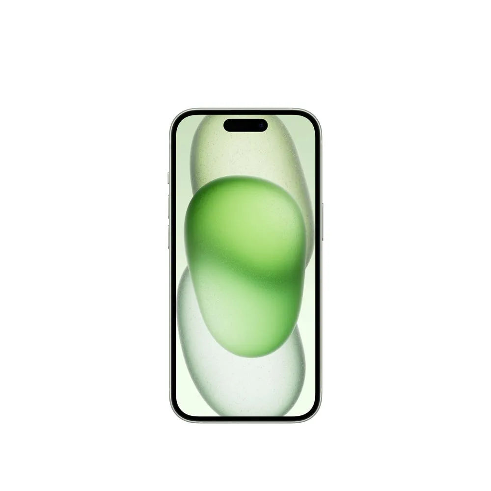 iPhone 15 semi nuevo color verde, vista pantalla frontal – nixBlix Colombia #Color_Verde