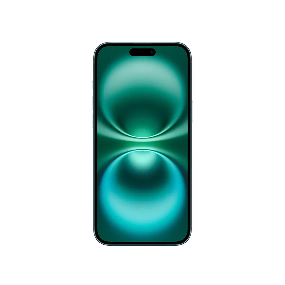 iPhone 16 Plus semi nuevo color verde azulado, vista pantalla frontal – nixBlix Colombia #Color_Verde Azulado