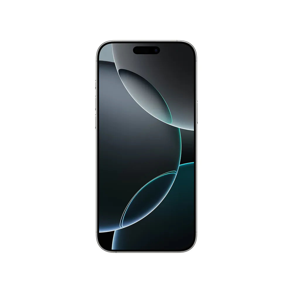 iPhone 16 Pro Max semi nuevo color titanio blanco, vista pantalla frontal – nixBlix Colombia #Color_Titanio Blanco