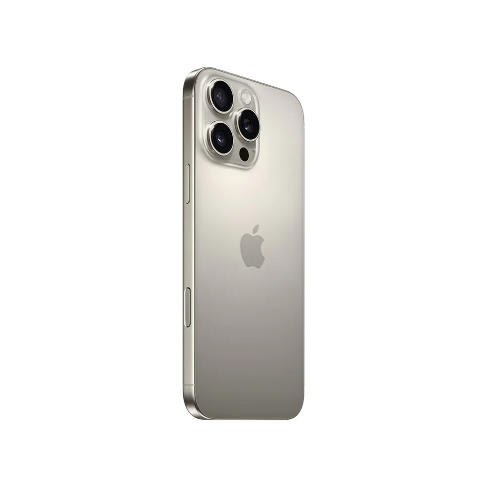 iPhone 16 Pro Max semi nuevo color titanio natural vista lateral - nixBlix Colombia #Color_Titanio Natural