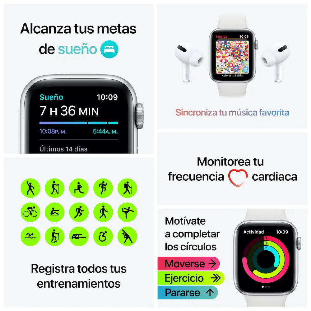 Apple Watch SE semi nuevo (GPS) Plata (no incluye correa)