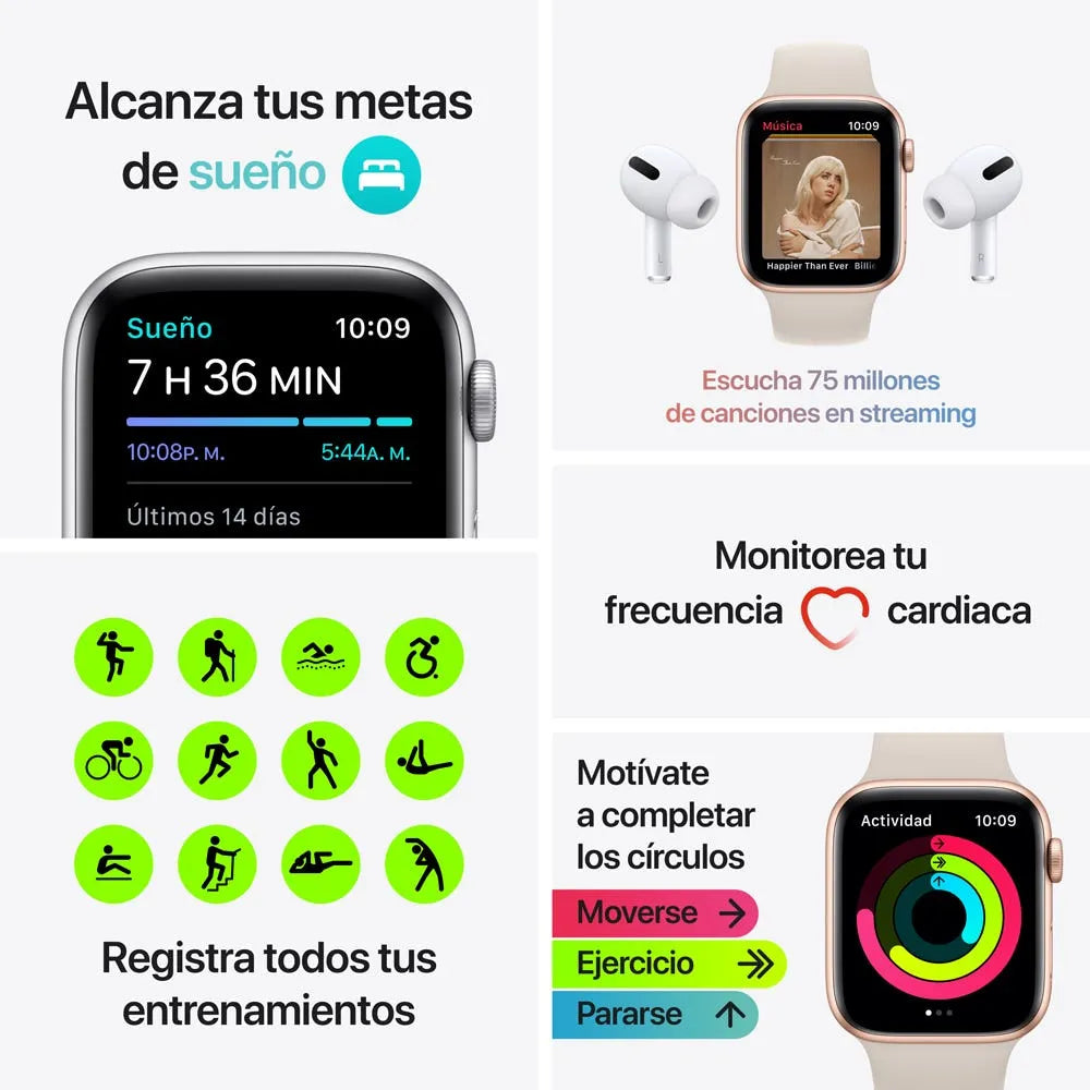 Apple Watch SE semi nuevo (GPS) - Gris Espacial (no incluye correa)