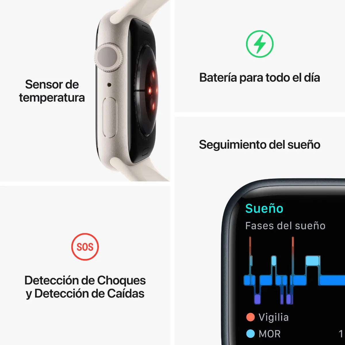 Apple Watch Series 8 semi nuevo (GPS) Blanco Estrella (no incluye correa)