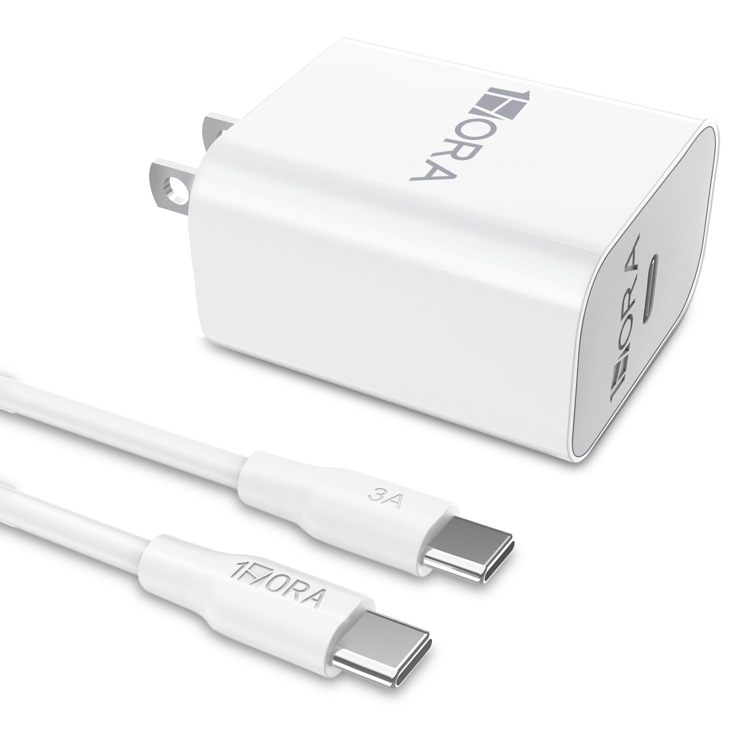 Combo Cargador 1 Hora 20W 3.0 USB-C con Cable - Blanco