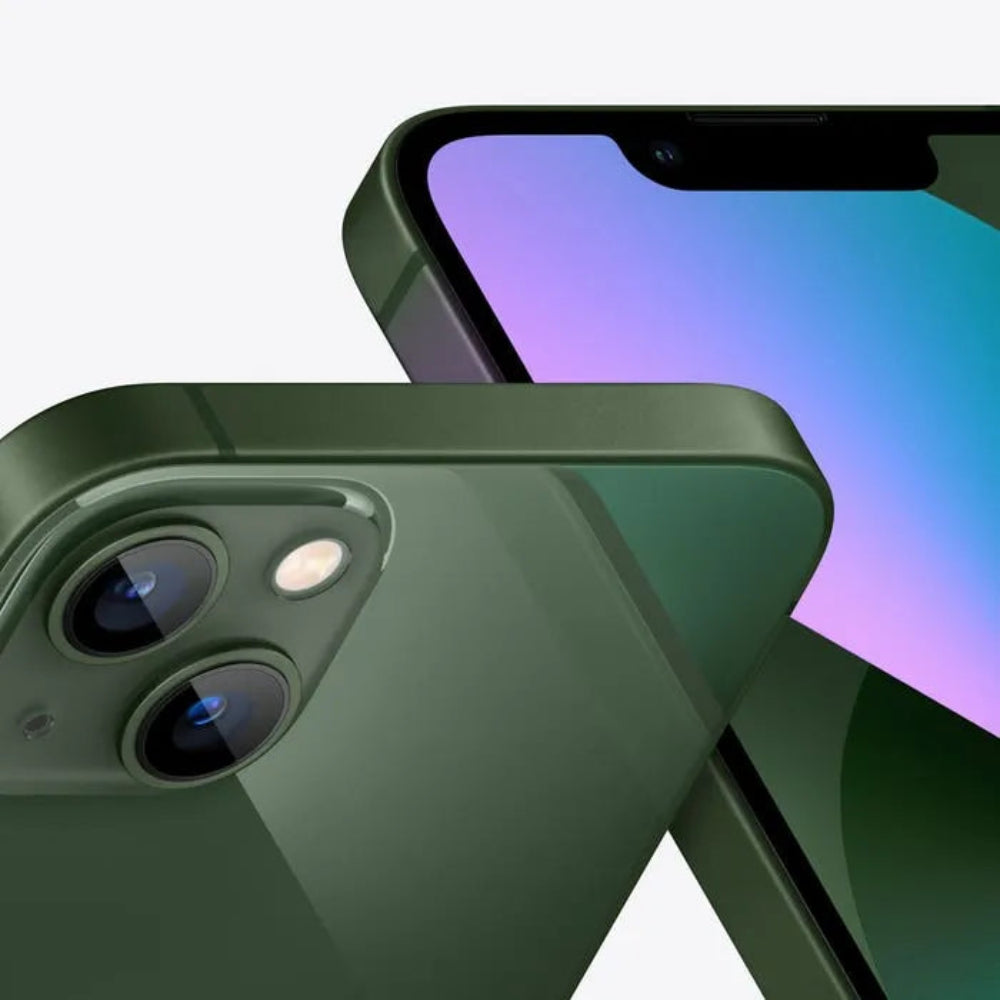 iPhone 13 semi nuevo color verde, vista lateral frontal y trasera – nixBlix Colombia  #Color_Verde