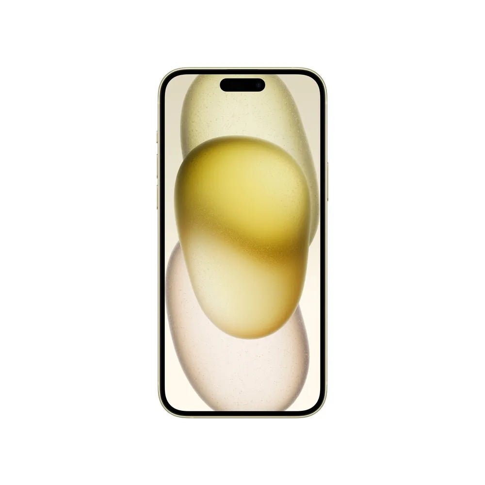 iPhone 15 Plus semi nuevo color amarillo, vista pantalla frontal – nixBlix Colombia #Color_Amarillo