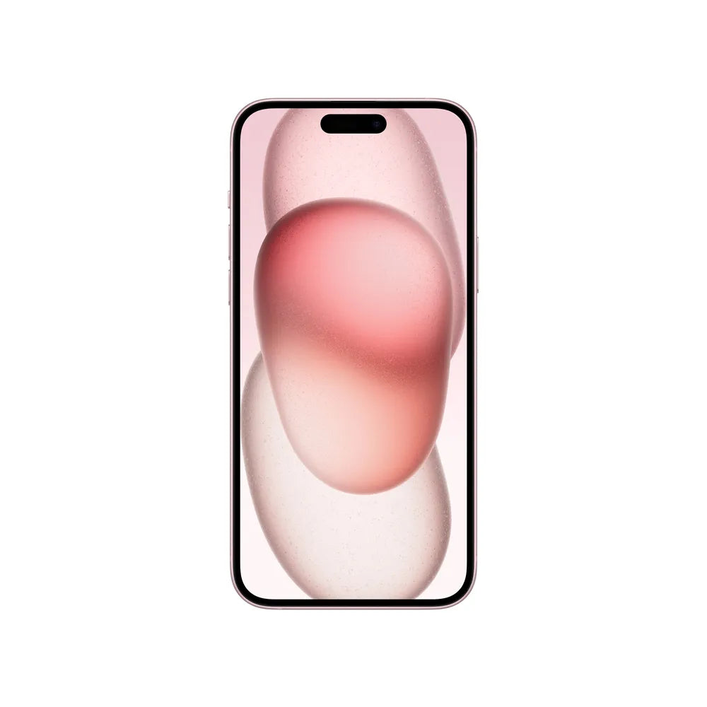 iPhone 15 Plus semi nuevo color rosa, vista pantalla frontal – nixBlix Colombia #Color_Rosa