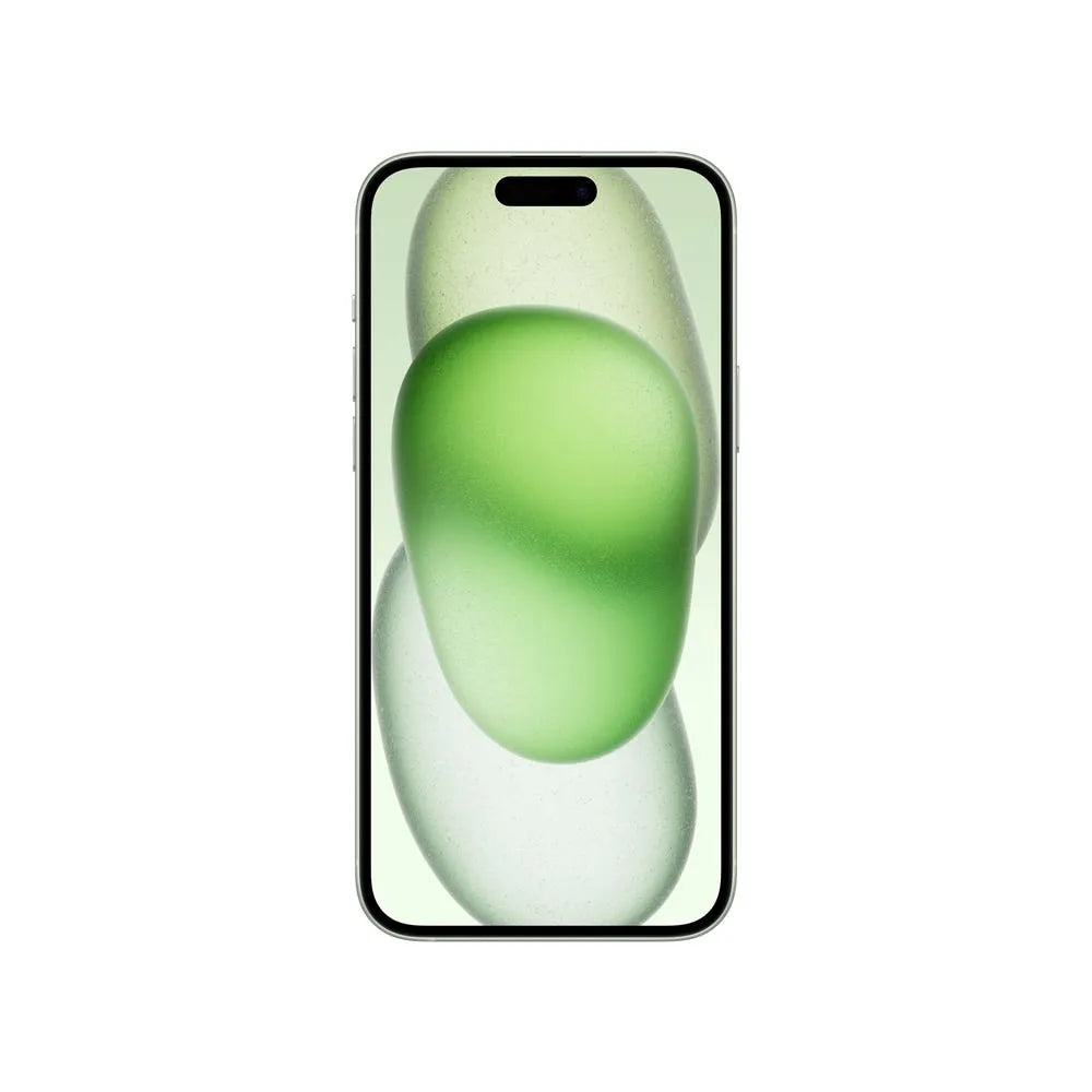 iPhone 15 Plus semi nuevo color verde, vista pantalla frontal – nixBlix Colombia #Color_Verde