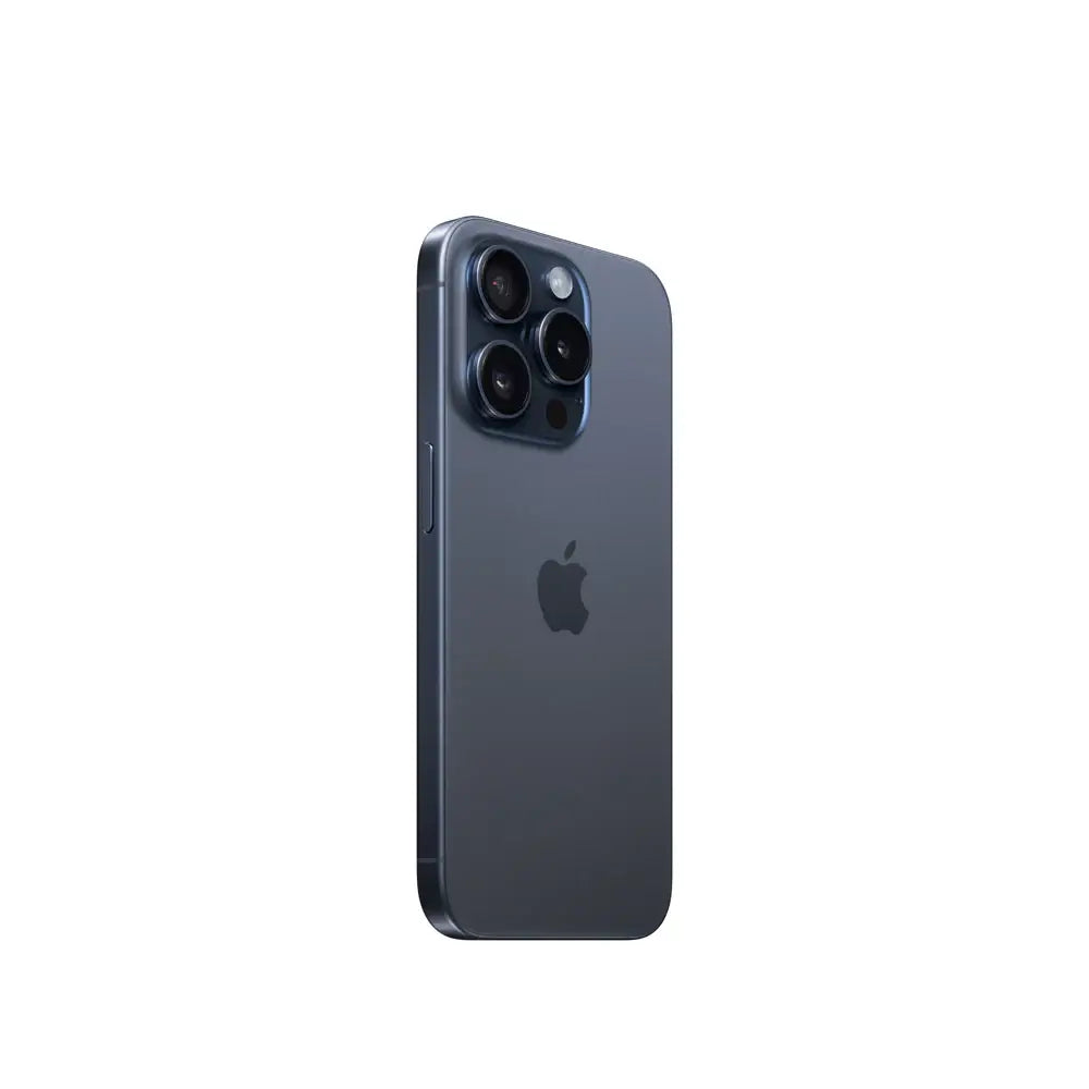 iPhone 15 Pro Max semi nuevo color titanio azul vista lateral - nixBlix Colombia #Color_Titanio Azul
