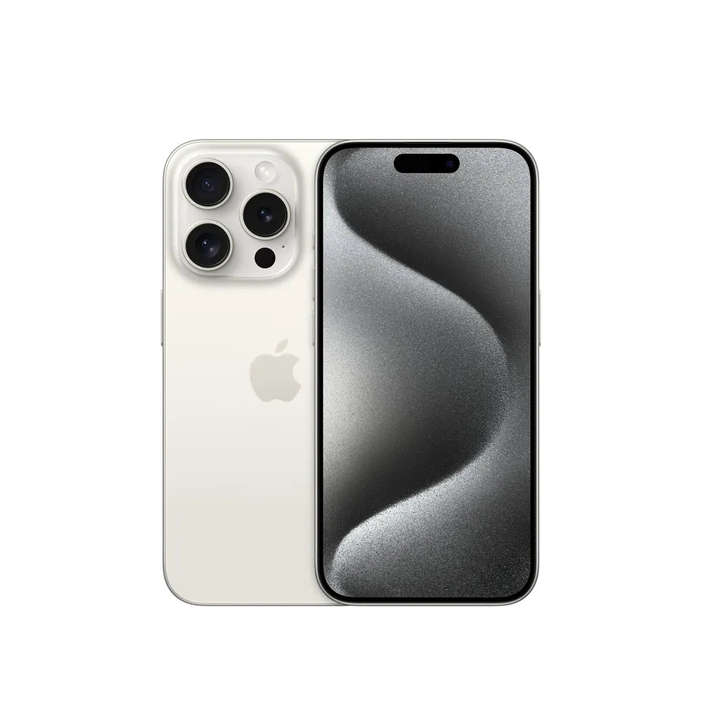 iPhone 15 Pro semi nuevo color titanio blanco, vista frontal – nixBlix Colombia #Color_Titanio Blanco