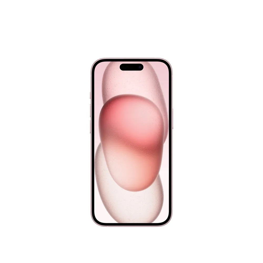iPhone 15 semi nuevo color rosa, vista pantalla frontal – nixBlix Colombia #Color_Rosa