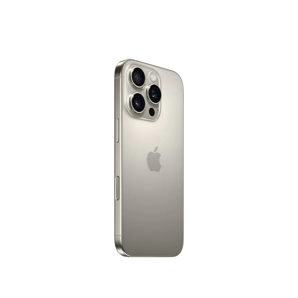 iPhone 16 Pro semi nuevo color titanio natural vista lateral - nixBlix Colombia #Color_Titanio Natural