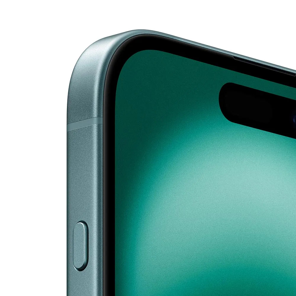 iPhone 16 semi nuevo color verde azulado, vista frontal esquina – nixBlix Colombia #Color_Verde Azulado