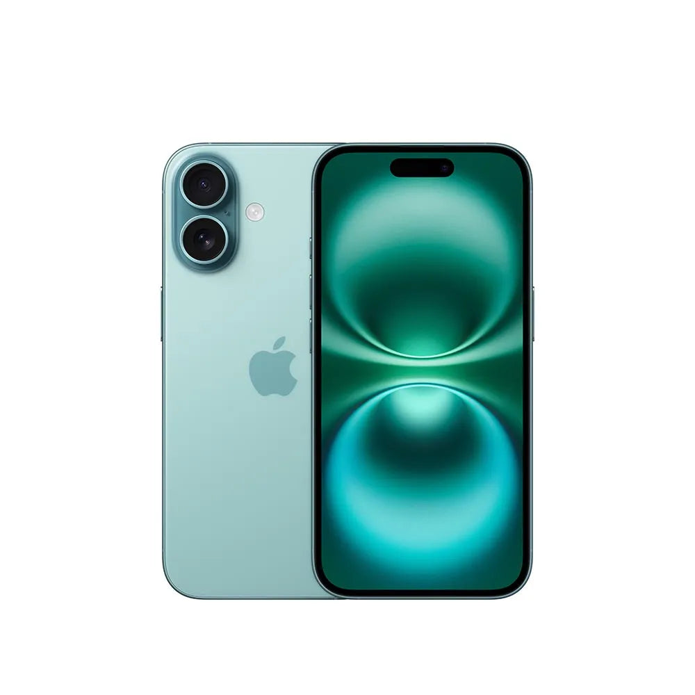 iPhone 16 semi nuevo color verde azulado, vista frontal – nixBlix Colombia #Color_Verde Azulado