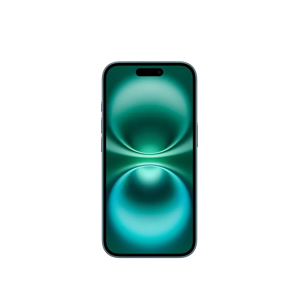 iPhone 16 semi nuevo color verde azulado, vista pantalla frontal – nixBlix Colombia #Color_Verde Azulado